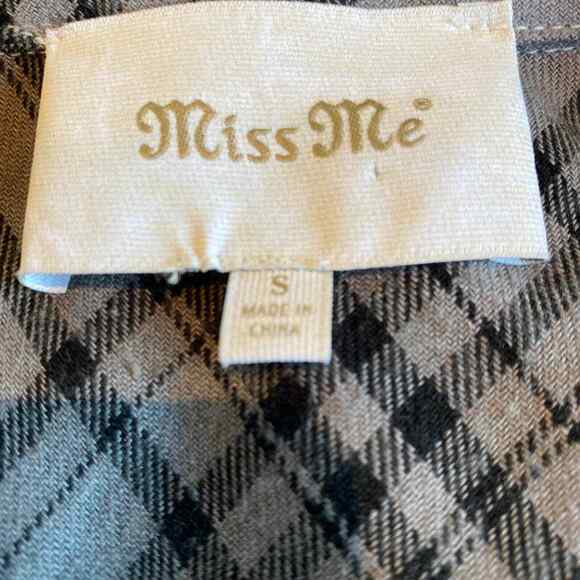 Miss Me Shirt Dress Small Gray Embroidered Ombre Boho Flannel High Low Tunic - Picture 2 of 10
